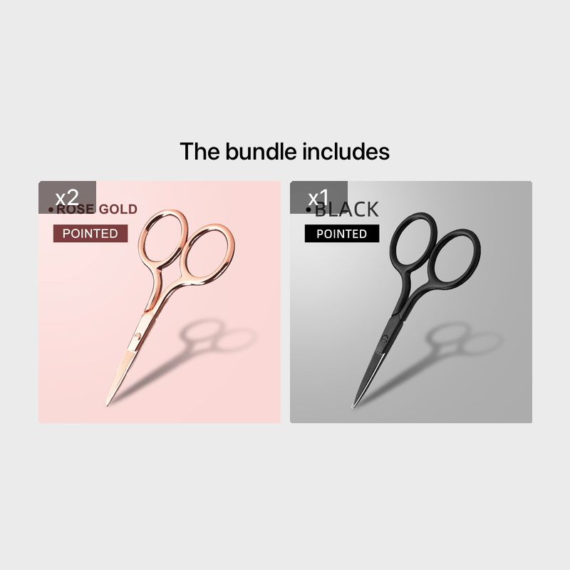 Stainless Steel Pointed Tip Scissors - A Pair Of Black Fish Line With Rose Golden Handles - Ideal For Trimming Eyebrows, Eyelashes, Embroidery, And Various Beauty Tasks