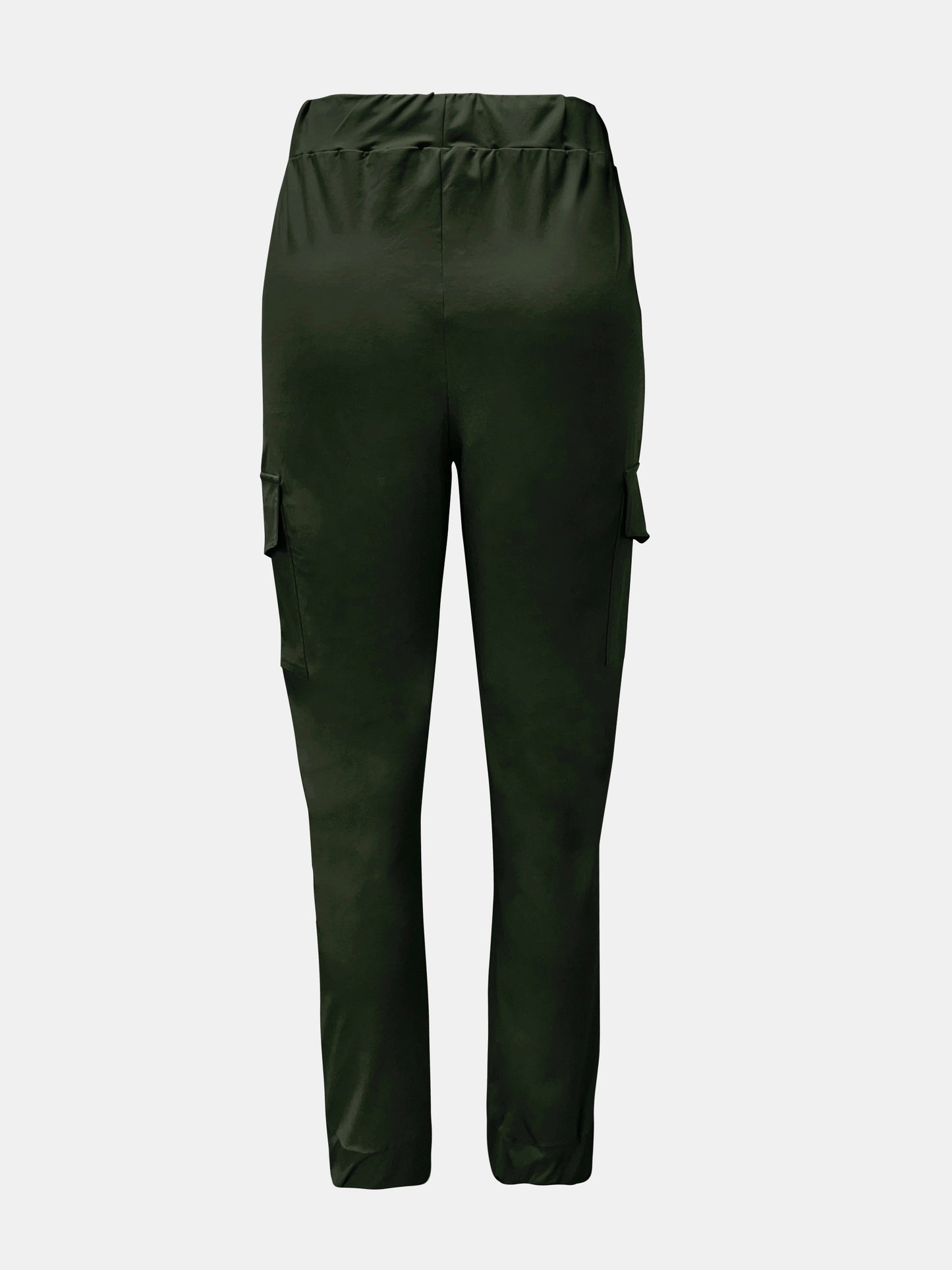 Y2K Chic Drawstring Cargo Pants - Stretchy Elastic Waist, Long Length, Multiple Pockets, Casual Comfortable Women's Clothing for Everyday Wear