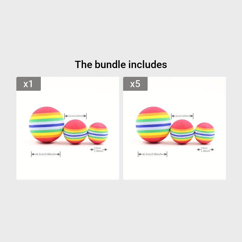 [Rainbow Cat Toy Ball] Colorful Rainbow Foam Cat Toy Ball | Small Dog Supplies Pet Toy