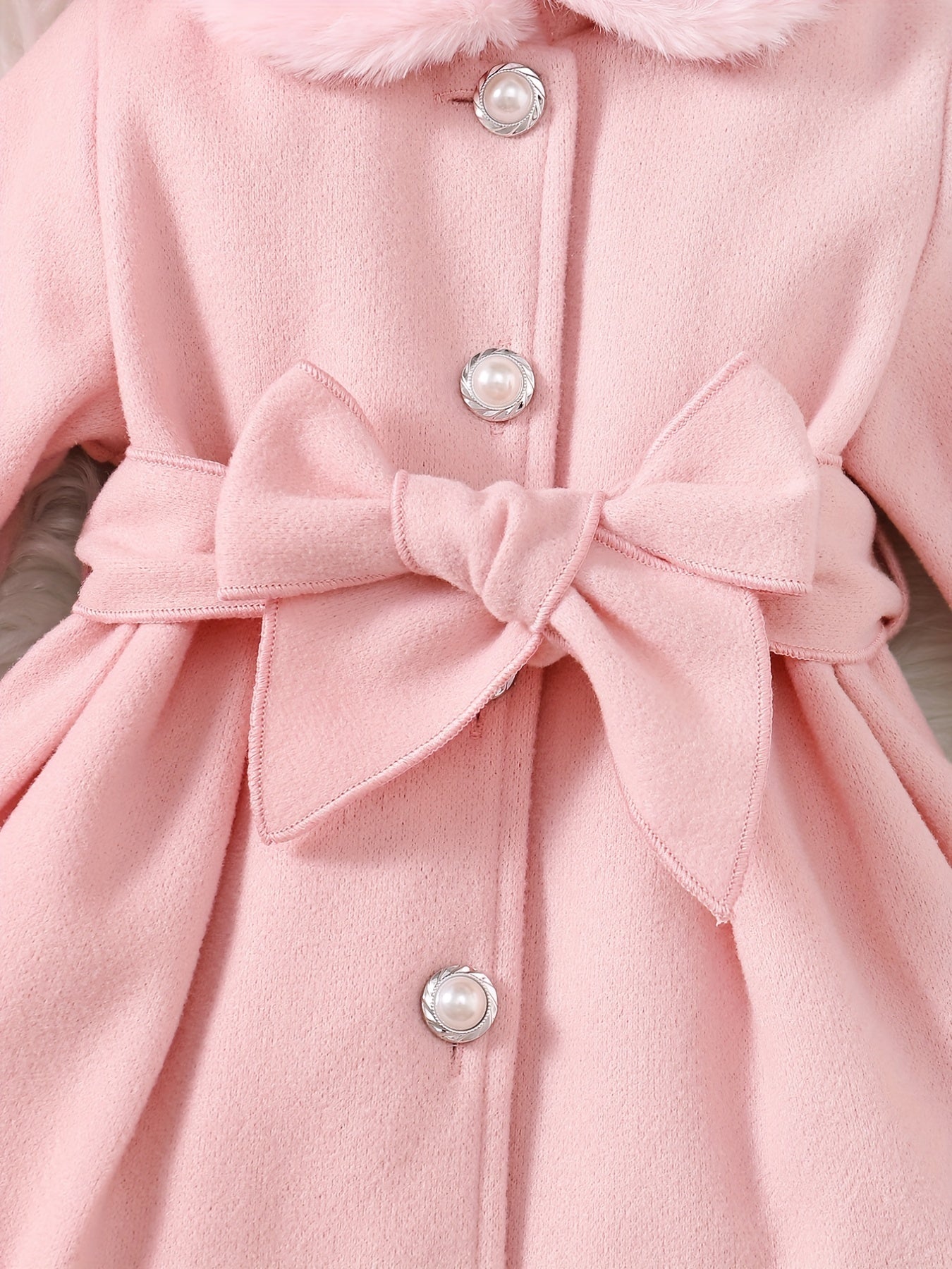 Fashionable And Versatile Coat for Baby Girls in Autumn And Winter, a Perfect Mother'S Day Gift. Adorable Plush Coat with a Bow And Collar, Designed for a Sweet Princess Look. Soft And Comfortable Outerwear to Keep Baby Warm
