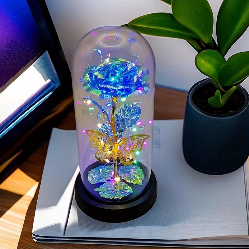 1pc Exquisite Hollow Butterfly LED Rose Cover - Illuminated, Decorative, and Romantic Gift for Valentines Day, Mothers Day, Wedding, Back-to-School, Holiday, Party, Mom, and Scene Layout Occasions