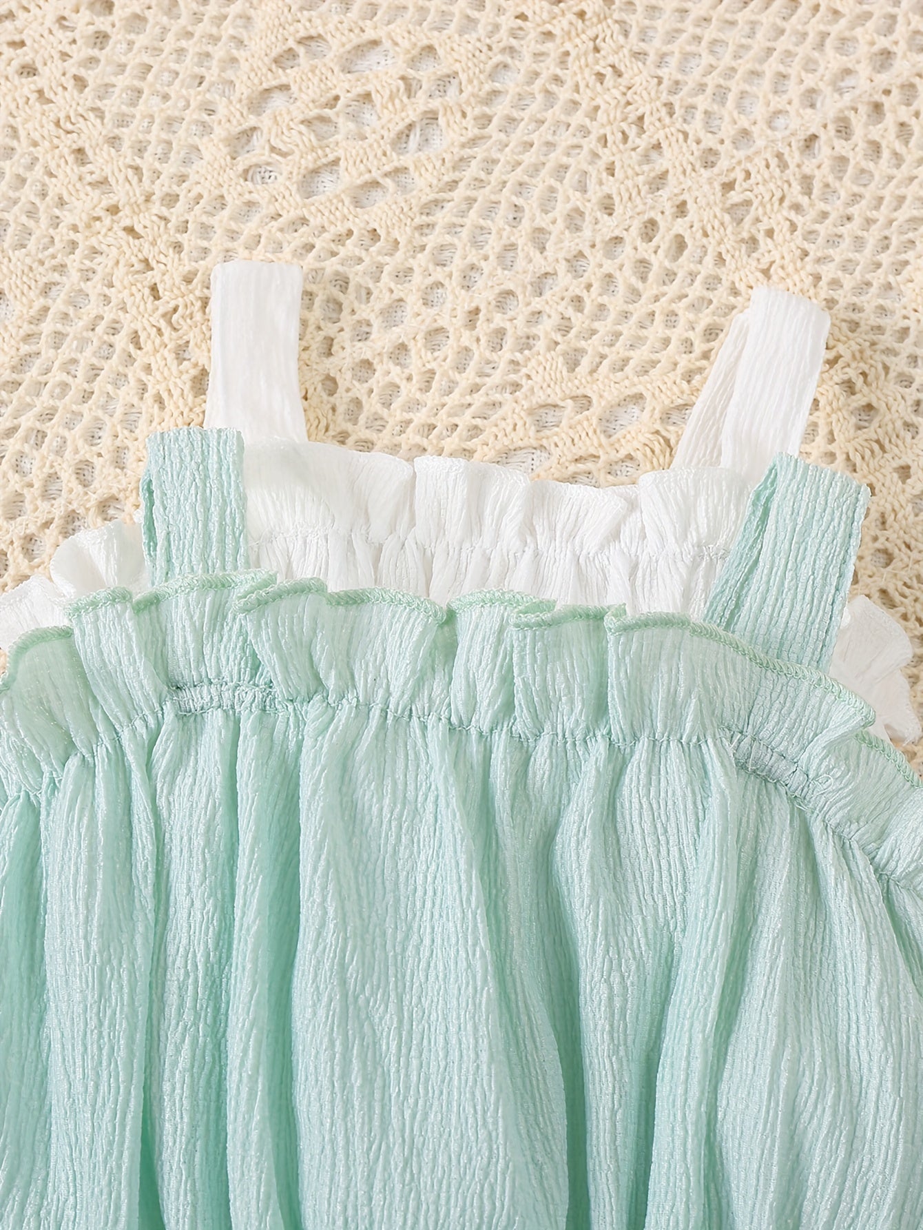 JOPGEEY 2pcs Soft & Stylish Baby Girl Rompers - Solid Color, Bubble Texture with Ruffled Trim, Perfect for Summer Outings, Perfect for Outdoor