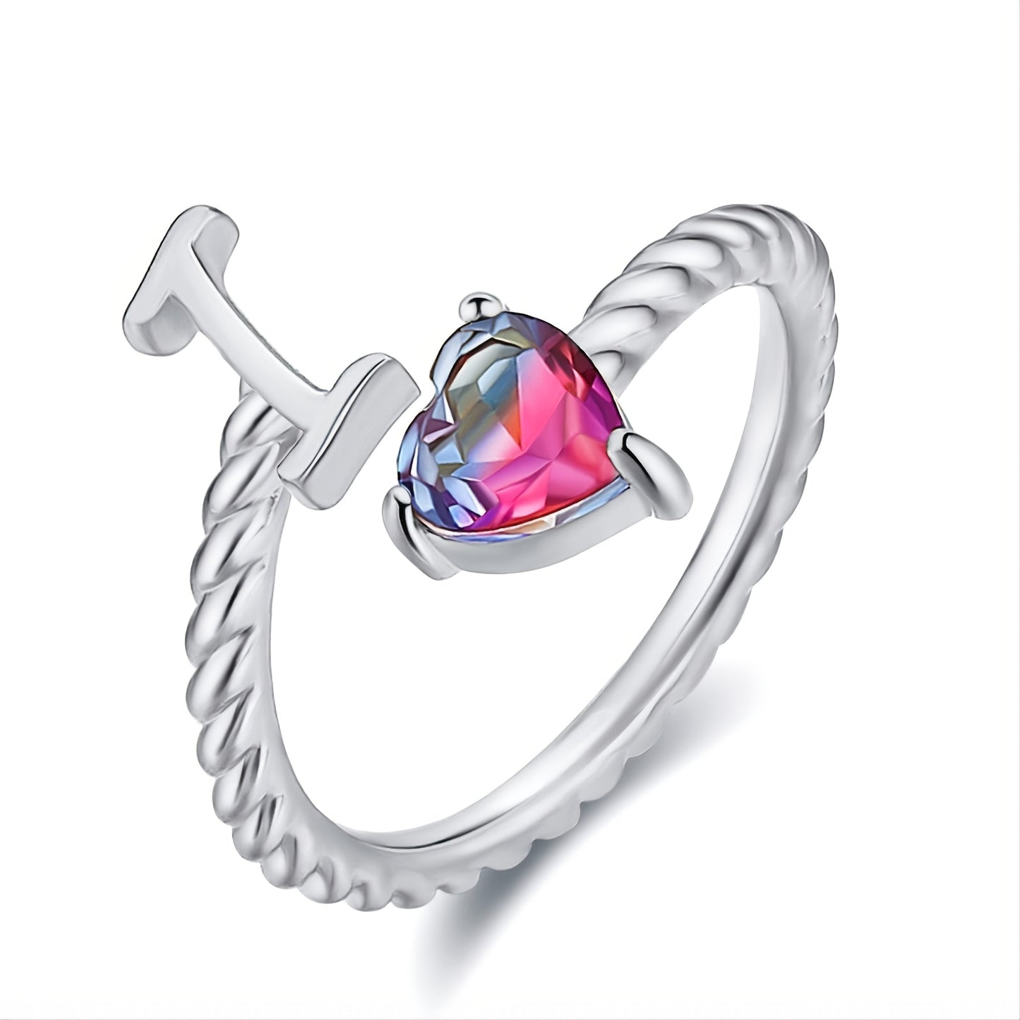 Adjustable A to T Initial Letter Ring Rings for and Women, Stacking Ring, Birthday Jewelry Gift for Mom or Girlfriend