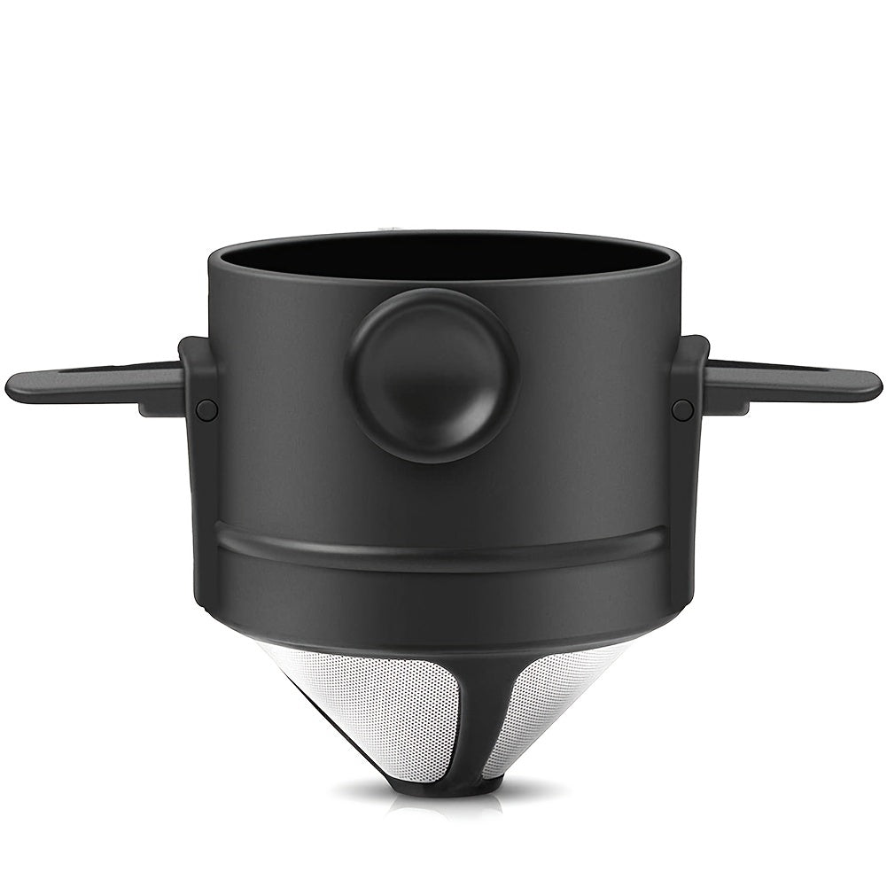 1pc Portable Pour Over Coffee Dripper, Reusable Stainless Steel Infuser with Folding Design, Plastic Material, Black, Manual Coffee Maker | Portable Infuser | Stainless Steel Dripper