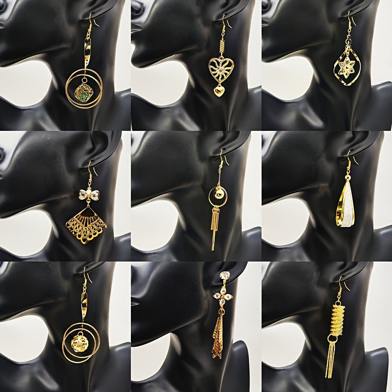 10 Pairs of Fashionable And Elegant Long Hook Women'S Earrings Flower Leaf Water Drop Design Luxury Drop Earrings Party Jewelry Set