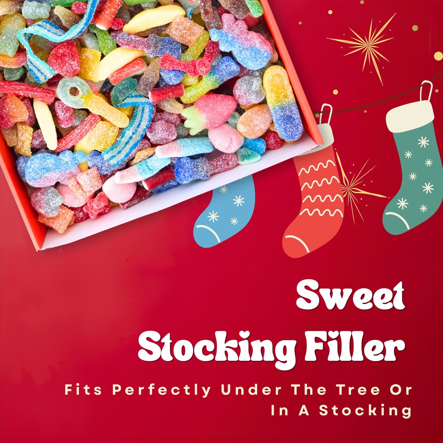 Jellylicious 1kg Fizzy Sweet Gift Box – Luxury Pick & Mix Candy Hamper – Jelly & Sour Sweets – Sealed for Freshness – Christmas, Secret Santa, Valentine’s Day, Birthday, Movie Night, Father’s Day, Get Well, Giftin