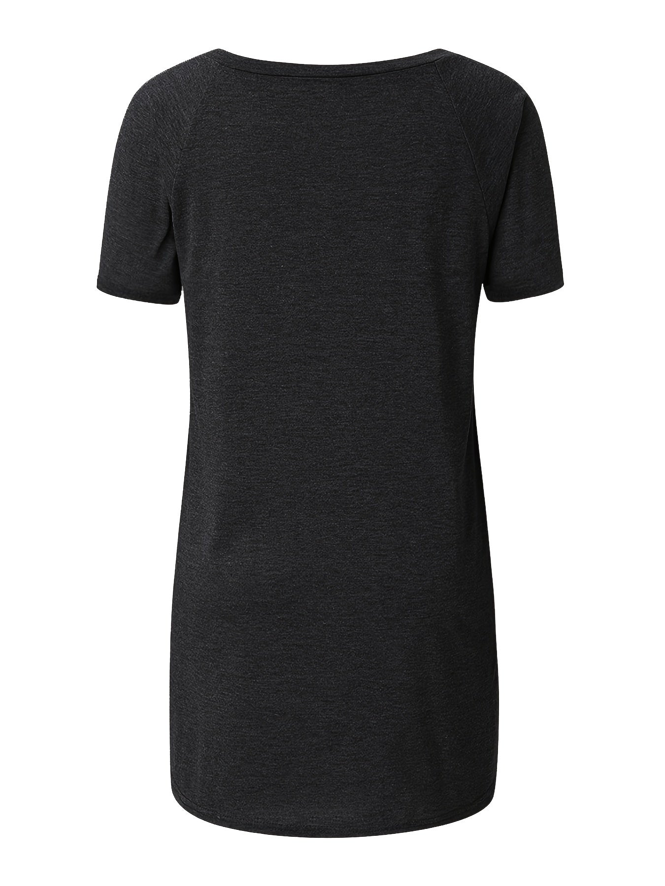 Solid Longline T-Shirt, Crew Neck Short Sleeve T-Shirt, Casual Every Day Tops, Women's Clothing
