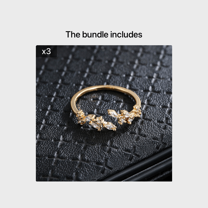 1pc Elegant Leaf Design Ring, Copper Material, Synthetic Zirconia Mosaic, Perfect for Daily and Party Occasions