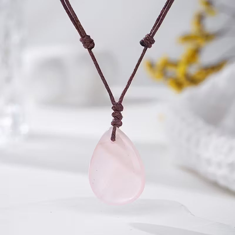 Natural Stone Hand-woven Drop Pendant Necklace