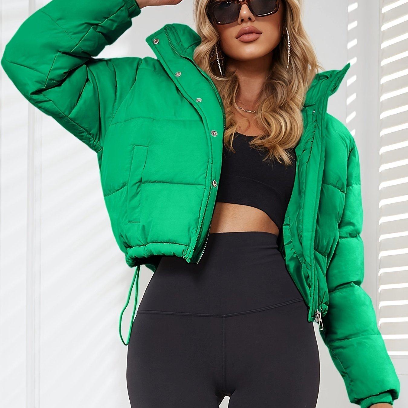 New Women's Jacket Hooded Warm Coat with Drawstring Design, Short Casual Fashion Padded Coat