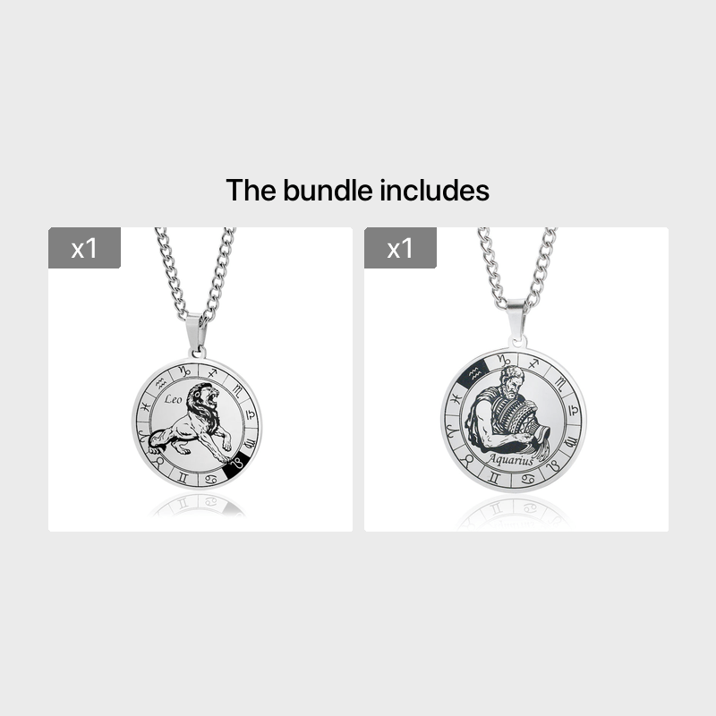 Stainless Steel Star Zodiac Necklace 12 Constellation Coin Pendant Necklace For Men Jewelry Gift For Birthday Anniversary