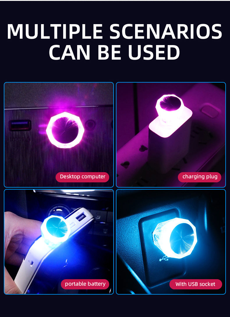 Car Mini USB LED Atmosphere Light Indoor Environment Decoration Mood Light Car PC Computer Portable Light Plug And Play Super Bright