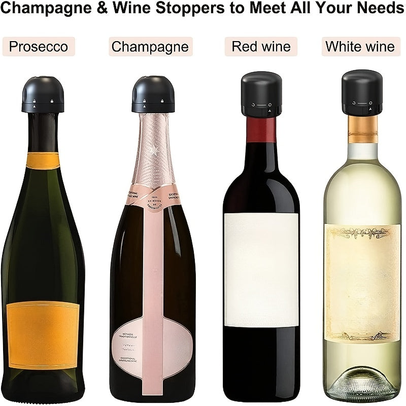 [Leak-Proof Wine Stoppers] 10x Leak-Proof Vacuum Wine Stoppers - Reusable Champagne Bottle Sealer Caps with Secure Lid, Durable Plastic for Wine & Champagne Preservation, Ideal for Home Bar, Kitchen, and Restaurant Use, Wine