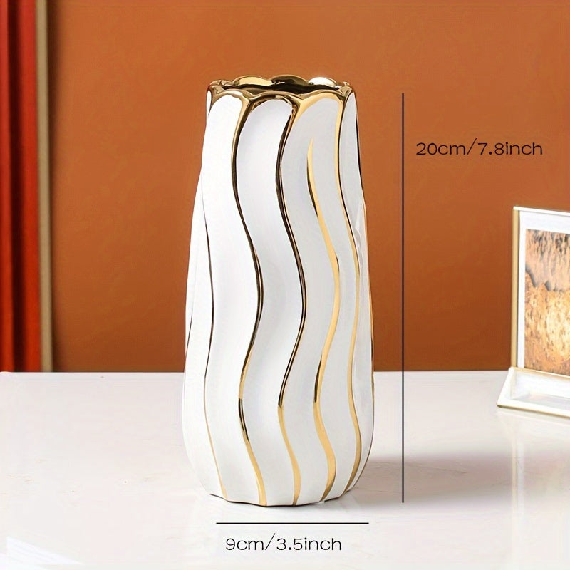 1pc Modern And Simple Ceramic Vase For Flower Arrangement, Suitable For Dining Table, Entrance, TV Cabinet, And Living Room Decoration