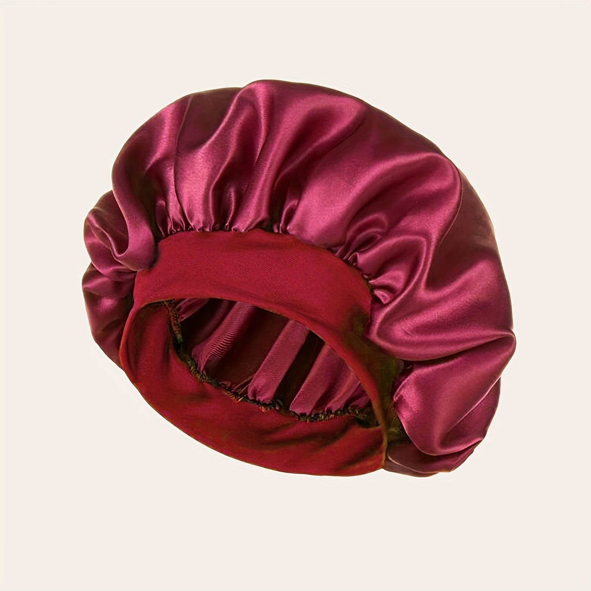 2023 New Women'S Fashion Hair Bonnet - Wide Brim Elastic Sleep Cap for Curly Straight Hair, Pink Fluffy Polyester Bath Hat with Ruffled Edges, Oil-Free Dry Hair Cover for Sleep & Relaxation, Hair Bonnet for Sleeping, Comforta