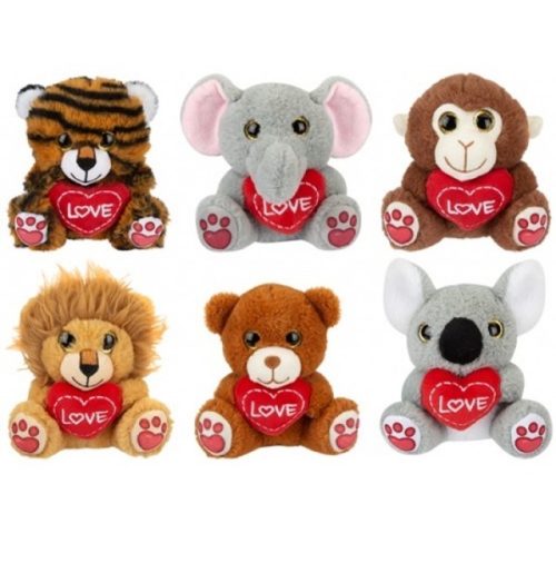 Love You More Wild Animals with Love Heart & Sparkle Eyes Assorted
