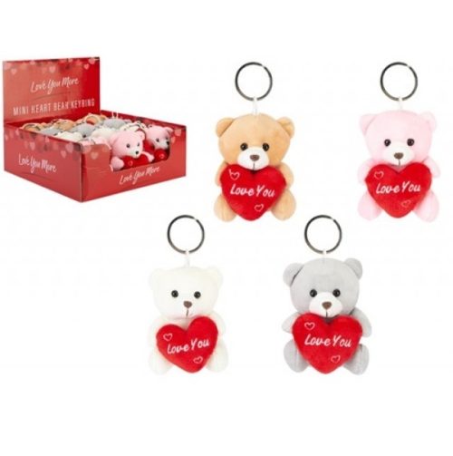 Love You More Mini Heart Bear Keyring 9cm