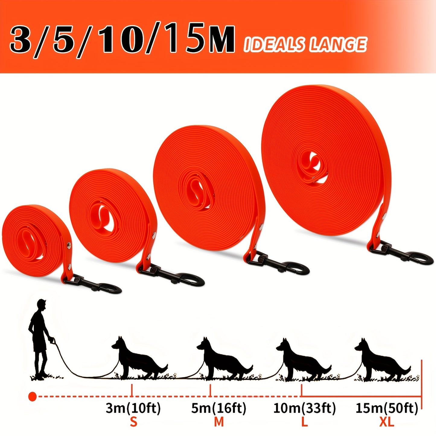 Dog Leash Long PVC Leashes Easy Clean Traction Lead Rope For Small Medium Large Big Dogs Training