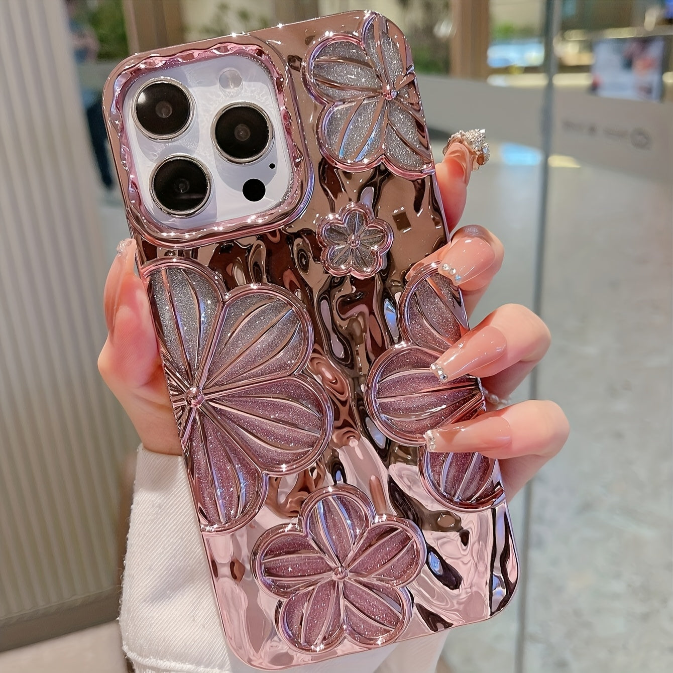 Shimmering Electroplating Retro Minimalist Personality Three-dimensional Oil Painting Flower TPU Dopamine Suitable For IPHone Models,.iPHone11, IPhone13ProMax, IPHone14proMax