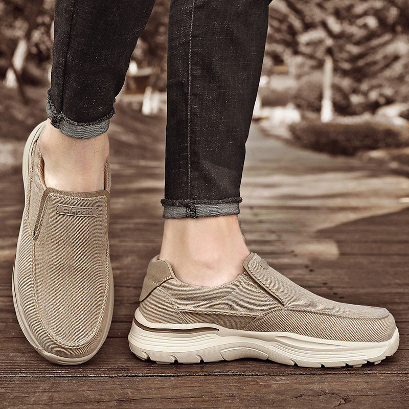 Men's Canvas Breathable Slip On Loafer Shoes Comfortable Walking Sneakers