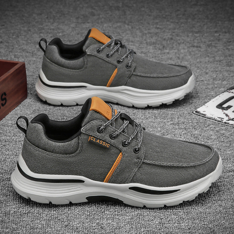 Plus Size Wide Fit Men's Lace-Up Loafers, Men's Canvas Lightweight Comfortable Walking Shoes