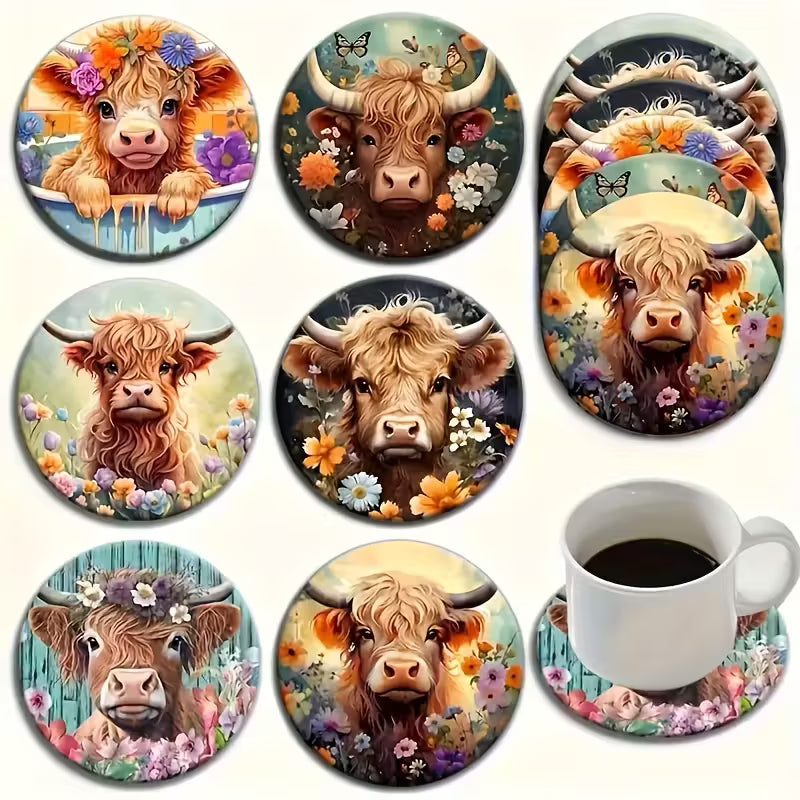 6pc Highland Cow Coasters