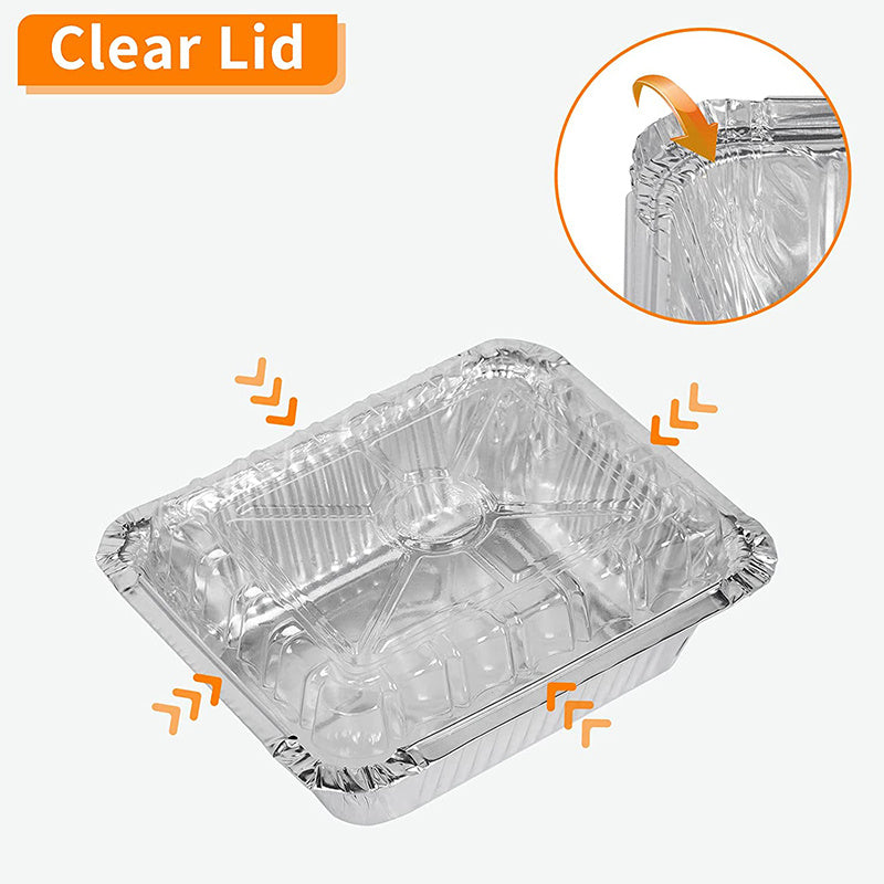 Heavy-Duty Disposable Aluminum Foil Pans with Clear Lids - Airtight, Recyclable Food Storage Containers for Cooking, Baking, Meal Prep, and Takeout - Ideal for Holidays like Christmas and New Year