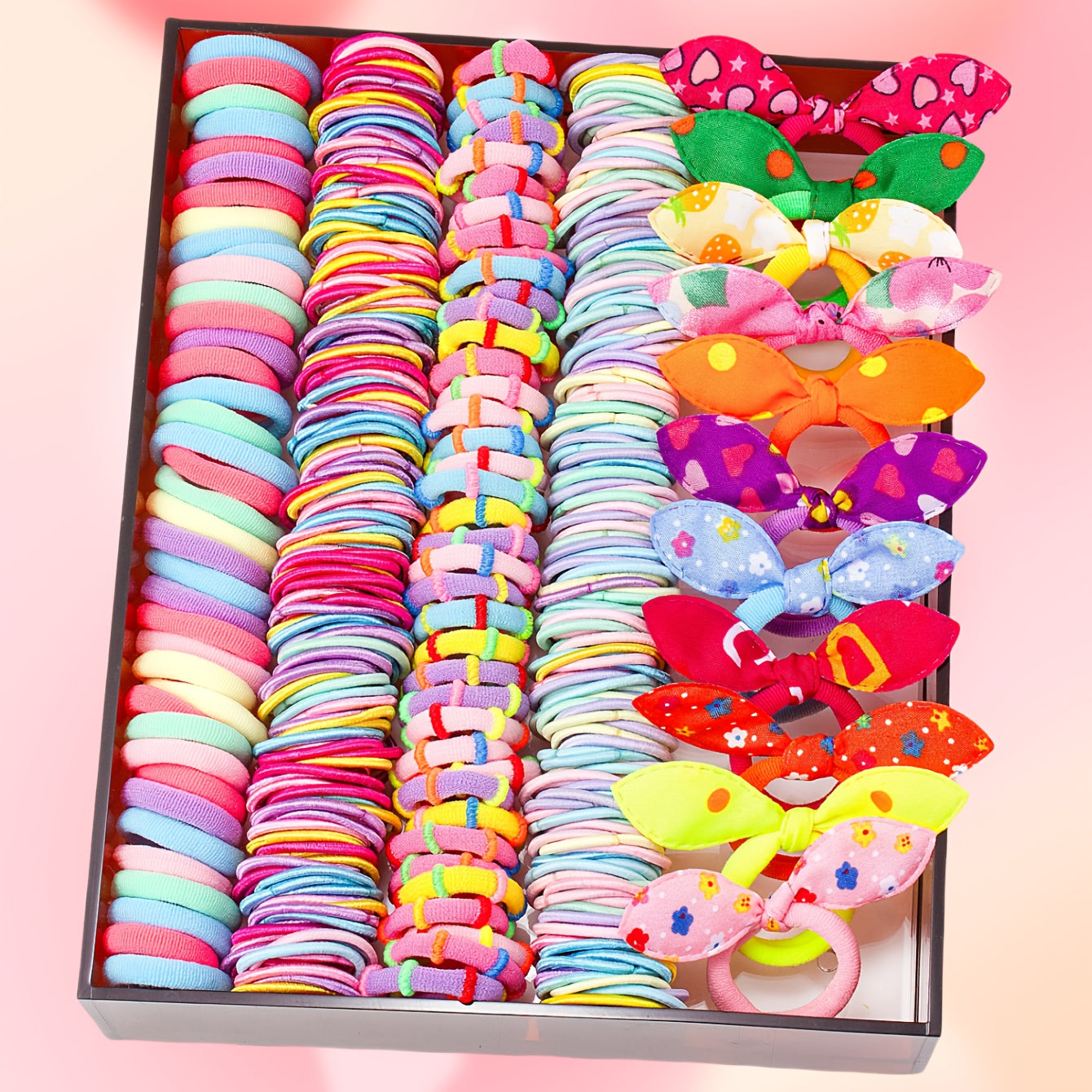 914/879/869/864/280pcs/set Kawaii Colorful Cartoon Hair Accessories Set, includes cartoon hair clips, claw clips, BB clips, rhinestone flower clips, various hair ties, scrunchies, and headbands - essential for daily cute styl