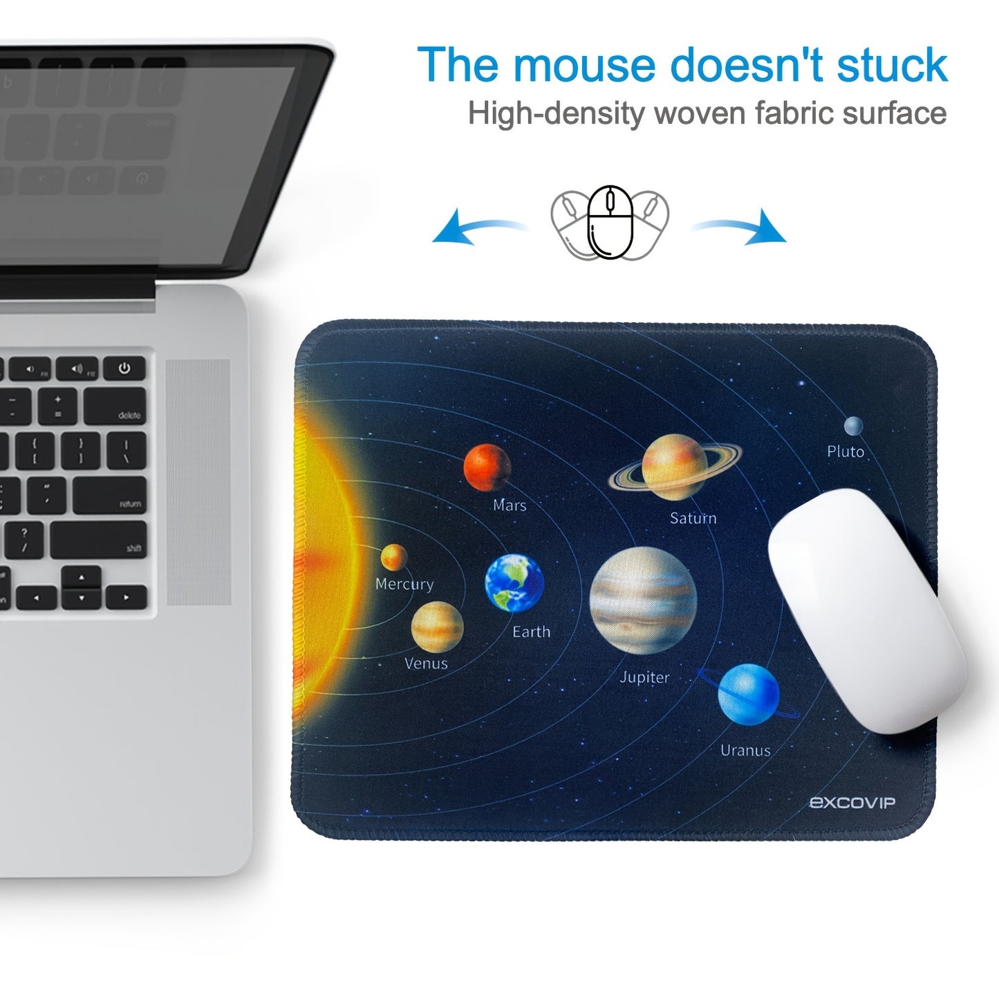 EXCOVIP Cute Anime Mouse Pad for The Solar System, Small Size with Stitched Edges, Suitable for Laptops And Keyboards, Medium Size, Non-Slip, Large for Study And Office Use, Item 9461