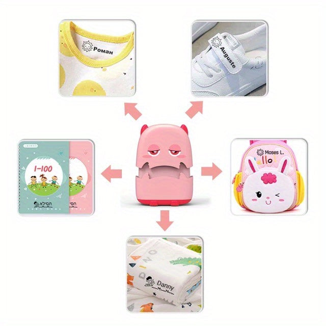 1pc Black Baby Name Stamp Custom-made DIY Gift for Children Seal Student Clothes Chapter Not Easy to Fade Security Cute Monsters Toy