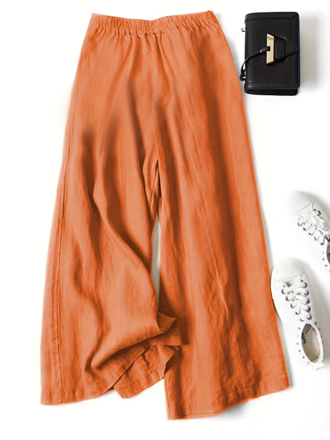 Linen Wide-Leg Ankle Pants, Breathable Thin Loose Linen Skirt Pants, Ethnic Style Vintage Trousers