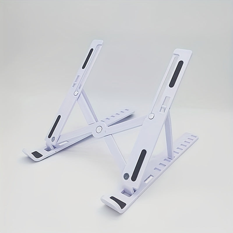 [Ergonomic Laptop Stand] Foldable Adjustable Laptop Stand - 21.5"x28" Desktop Cooling Base, Ergonomic Height Adjustment, Lightweight & Space-Saving Design, Anti-Slip Rubber Pads for Computers & Phones, White/Black, Perfect Gi