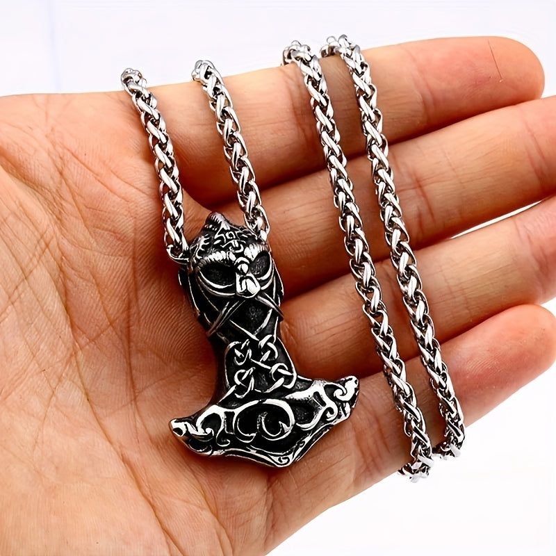 Domineering  Celtic Metal Odin Thor's Hammer Pendant Necklace Men's Punk Amulet Jewelry Party Gift