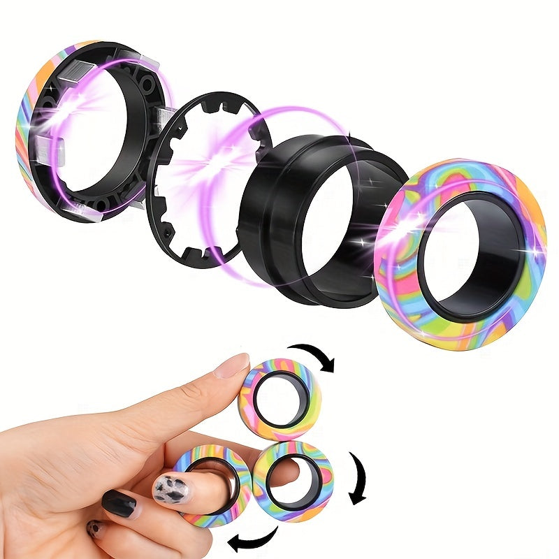3pcs Magnetic Rings Toy Set, Adult Magnets Spinner Rings, Creative Toy