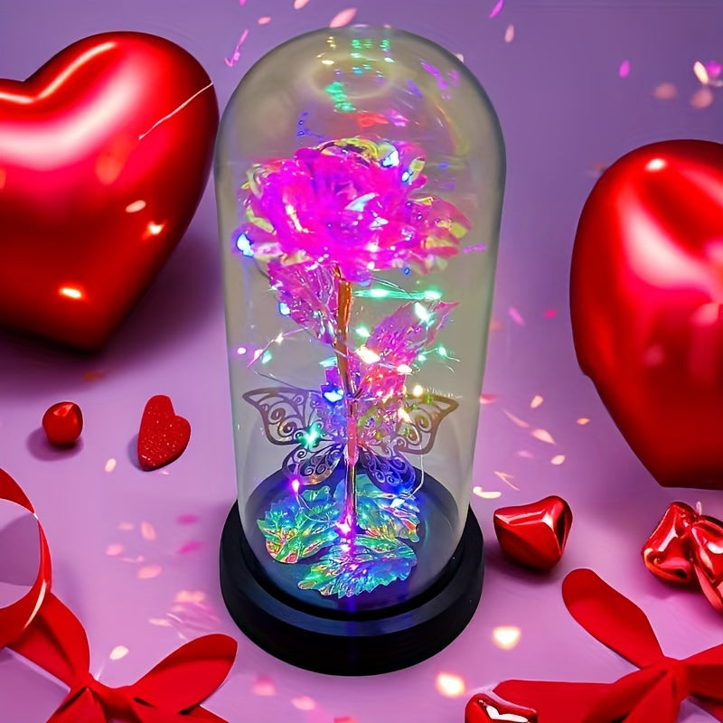 1pc Exquisite Hollow Butterfly LED Rose Cover - Illuminated, Decorative, and Romantic Gift for Valentines Day, Mothers Day, Wedding, Back-to-School, Holiday, Party, Mom, and Scene Layout Occasions