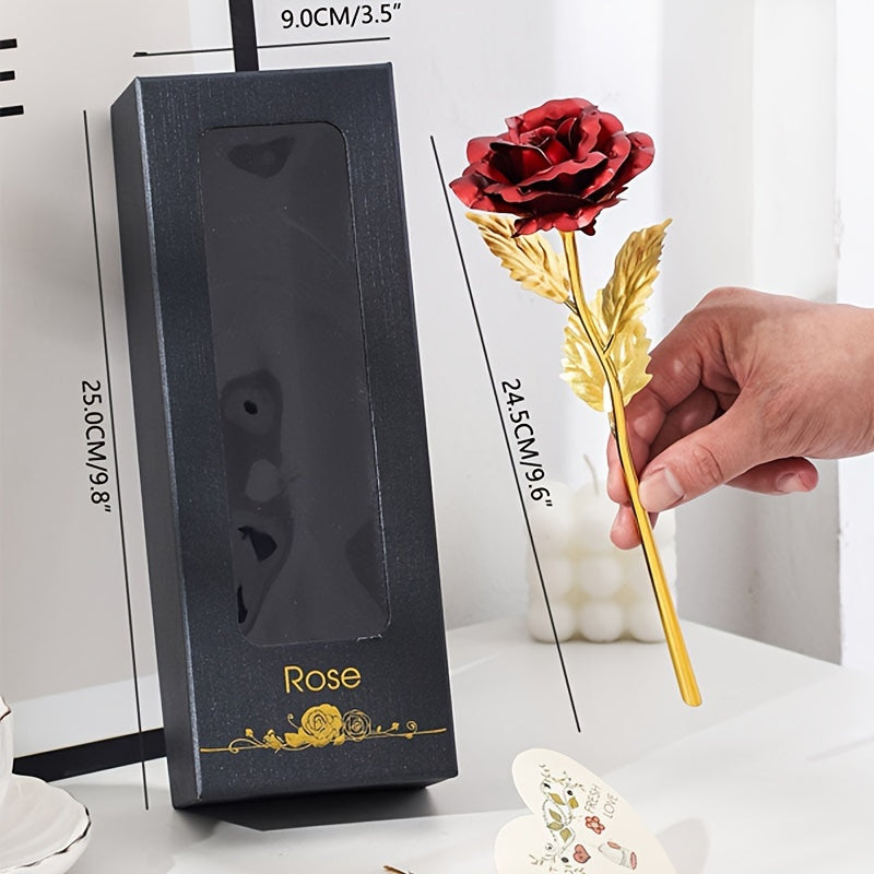 1 Set Exquisite Artificial Rose Flower - Realistic Valentine's Day Simulation Rose with Gift Box, Romantic Handmade Design, Perfect for Girlfriend, Party, Wedding, New Year Gift, Anniversary, Birthday, and Special Occasions