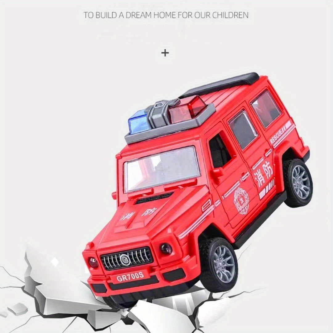 Toy Car Inertia Drop Resistant Openable Door Police Car Fire Truck Model Off-road Small Car