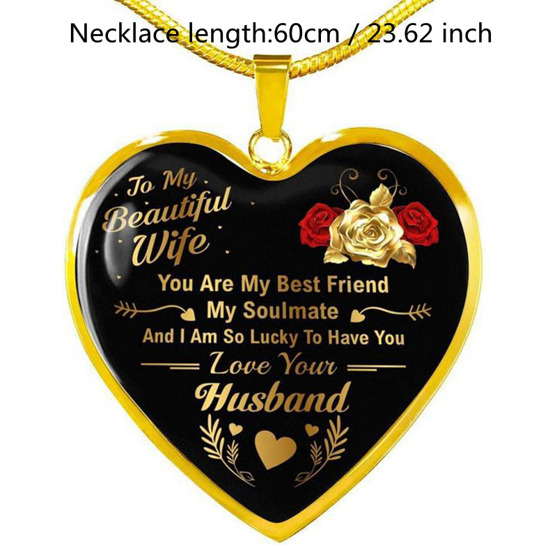 to My Wife You Are My Best Friend I Always Love You Heart Pendant Necklace to Wife Anniversary Birthday Gift From Husband