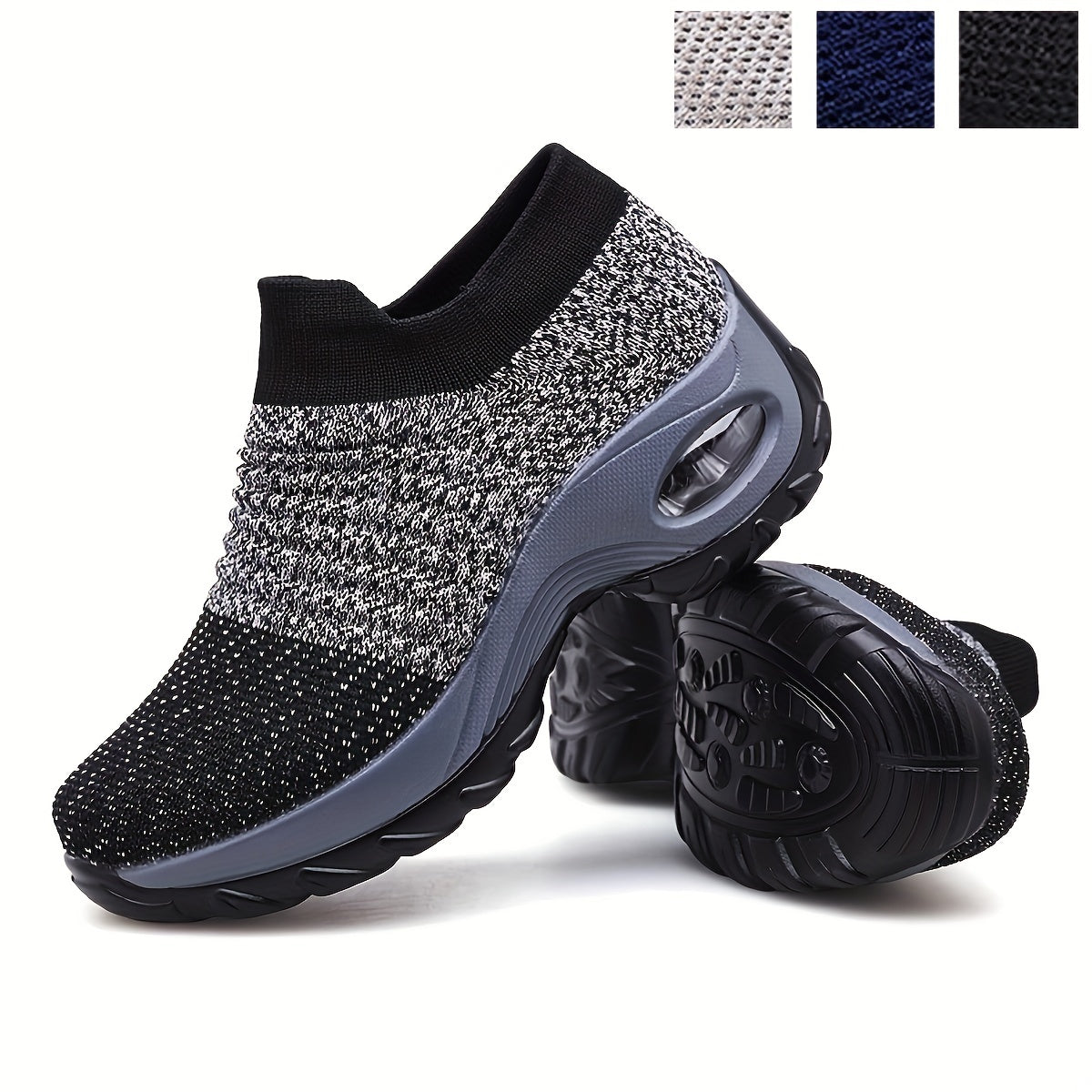 Women's Casual Sneakers - Geometric Pattern, Fabric Upper with PU Sole - Summer Footwear | Breathable & Lightweight | Pull On Low Top Design