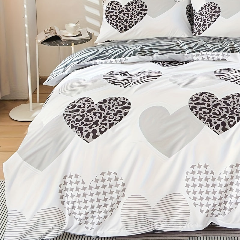 3pcs Multicolor Printed Duvet Cover Set | Polyester, Zipper Closure, Machine Washable, All-season Use