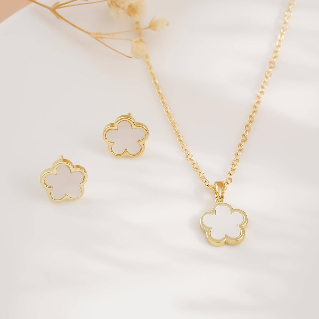 1 Pair Of Earrings + 1 Necklace Coquette Style Jewelry Set Trendy Luck Flower Design Multi Colors For U To Choose Match Daily Outfits