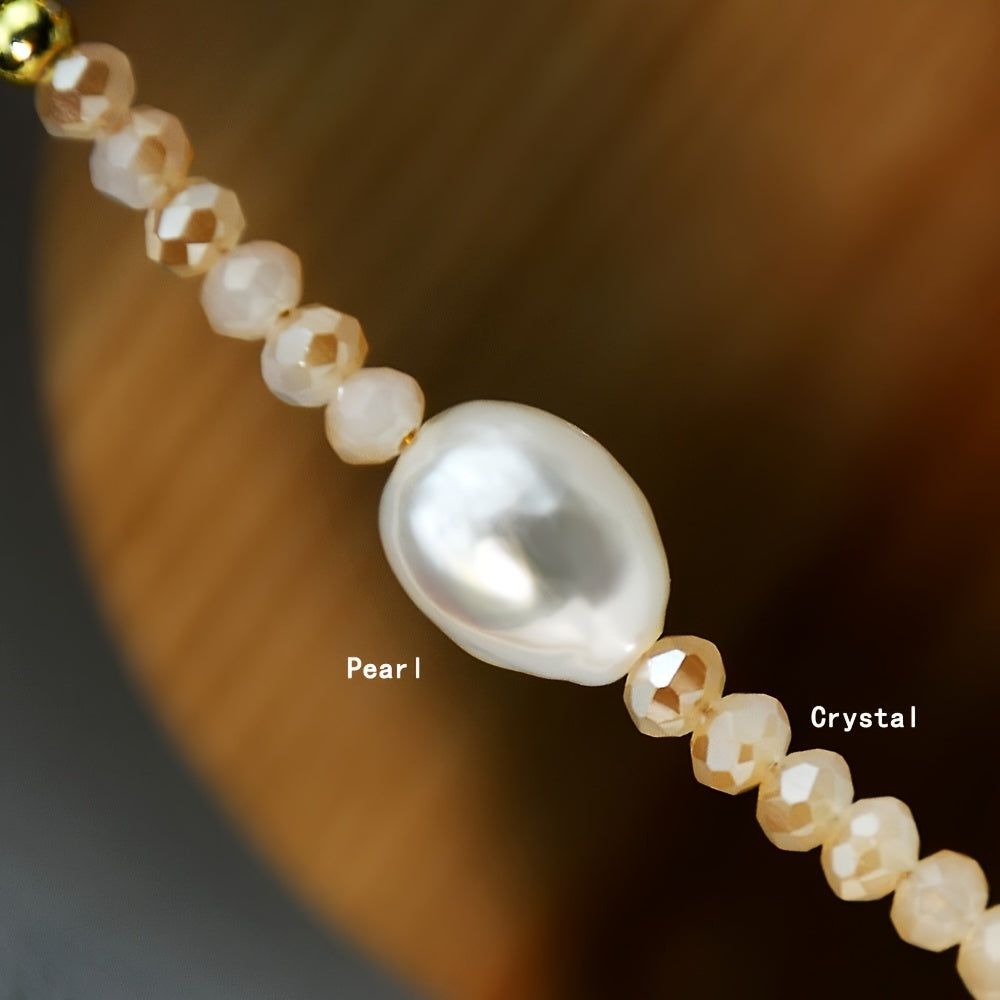 Natural Freshwater Pearl Beaded Necklace Boho Style Adjustable Neck Chain Everyday Jewelry Gift