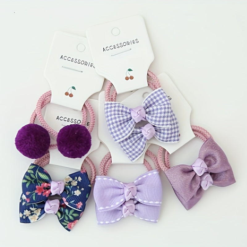 10pcs Cute Bowknot Headwear, Kids Elastic Hair Bands, Cartoon Accessories Baby Headdress