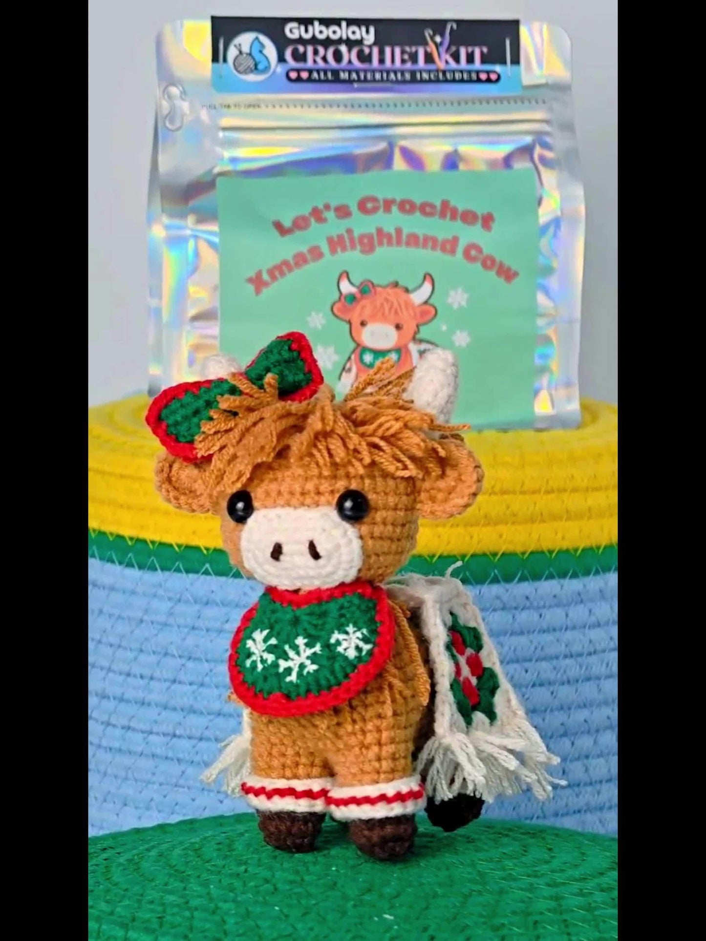 Beginner'S Crochet Kit for Christmas Highland Cow (Suitable for Adults) | Easy Craft Gift for Adults | Includes Step-By-Step Illustrated Tutorial | Contains Easy Diagrams, Extra Soft Yarn (30% More), Crochet Hook And Addition