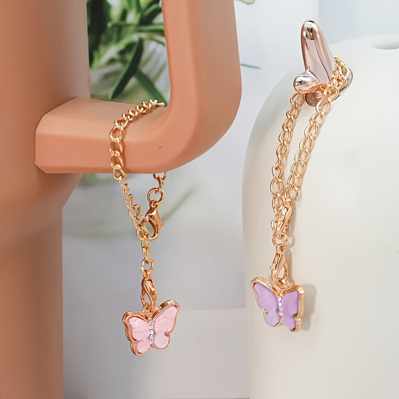 6pcs Cup Accessories Set for 40oz/30oz Tumbler, Include Glitter Straw and Brush, Flower Straw Cover Cap, Silicone Boot, Butterfly Charm Chain, Perfect for Outdoor Sport, Ideal Valentine's Day Gift, Mother's Day Gift