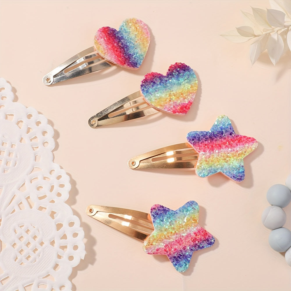 16-Pack Star Love Sequin Children's Bow Hair Clip Cute Girl Ponytail Hairpin BB Clips Baby Hair Accessories