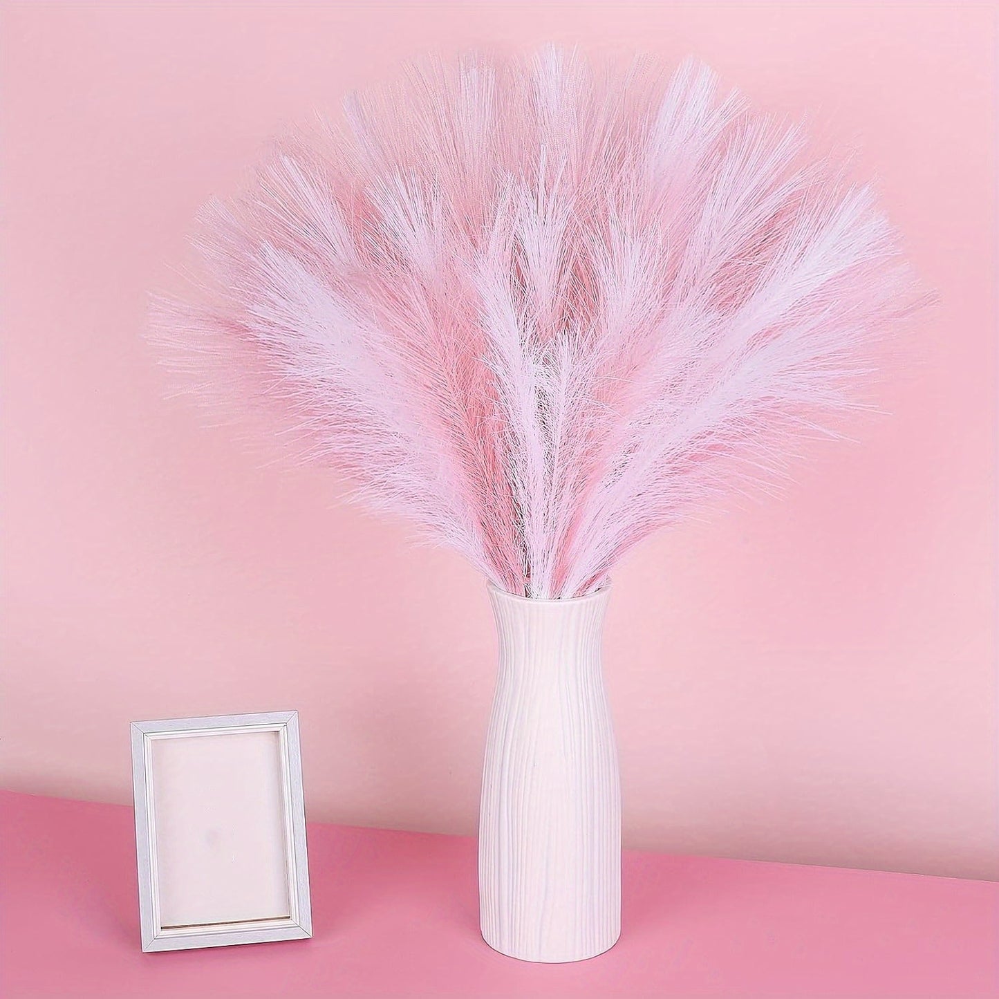 21pcs Artificial Pampas Grass - Faux Reed Feathers for Home & Wedding Decor, Perfect for Vase Display, Event Styling, Table Centerpiece, Natural Aesthetic, Minimalist Arrangement, Realistic Texture, Durable Stems, Feather Acc
