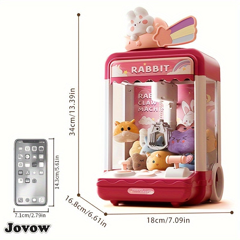 Claw Machine Toy, Party Clip Doll Gashapon Machine, Home Light And Music Two Power Supply Modes, Birthday Gift For Boys And Girls, Christmas Gift, Send 10 Dolls, 10 Capsule Eggs, Power Supply Line