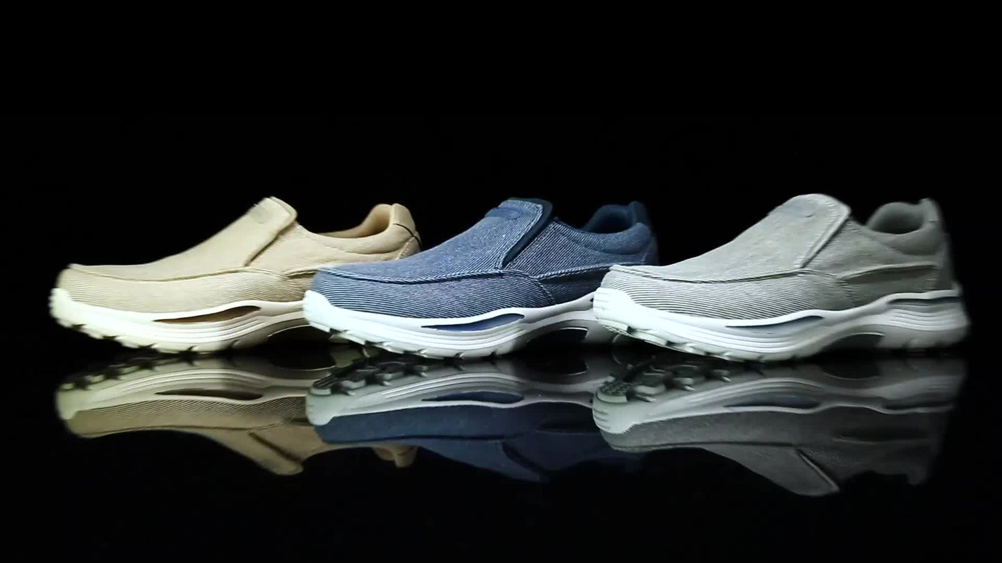 Men's Canvas Breathable Slip On Loafer Shoes Comfortable Walking Sneakers