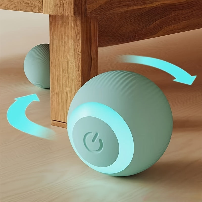 MIAOQUANJI Automatic Rolling Ball Toy for Cats - USB Rechargeable Interactive Play Ball with Motion-Activated Glow-in-the-Dark Feature, Durable Silicone, Safe for All Breeds & Sizes, Blue, Cat Ball Toy
